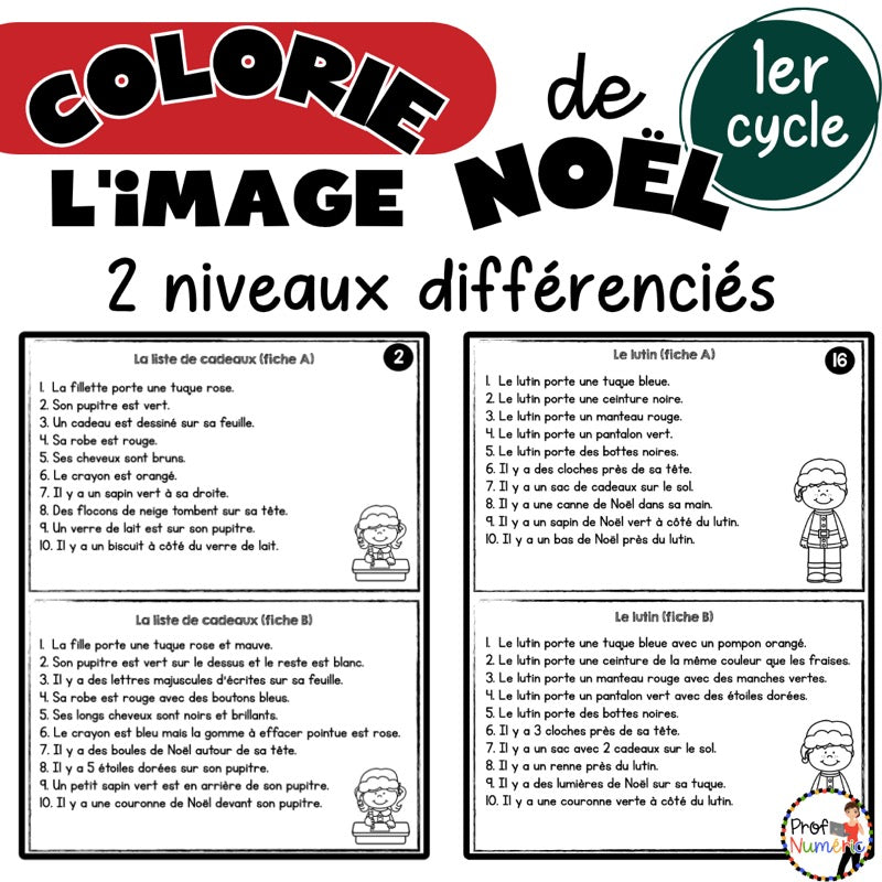 Colorie l’image – Noël – 1er cycle