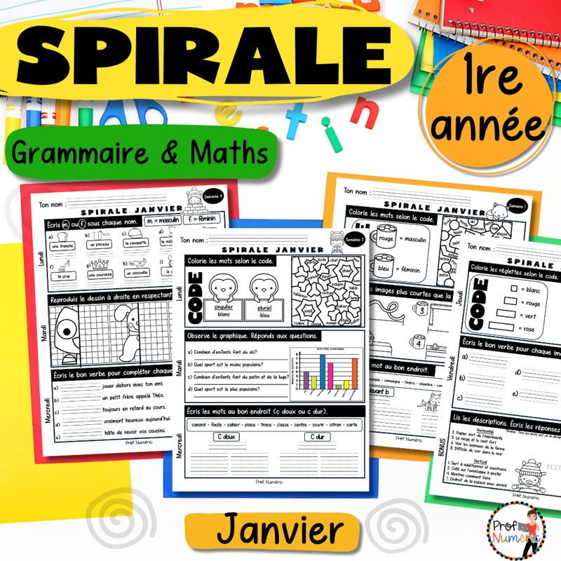 Spirale à imprimer - JANVIER - 1re – Prof Numéric