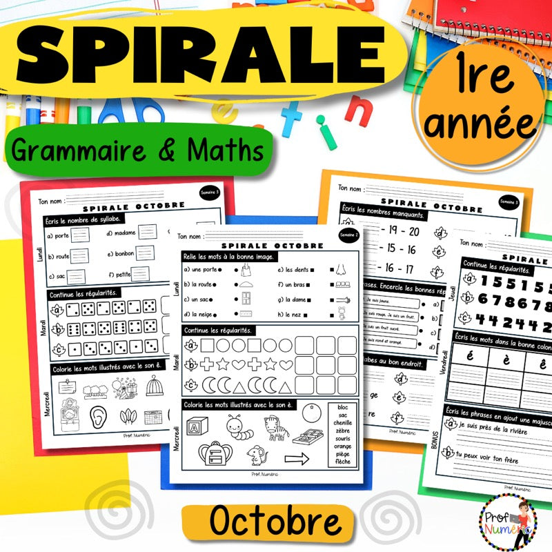 Spirale à imprimer - ENSEMBLE COMPLET - 1re année - Prof Numéric