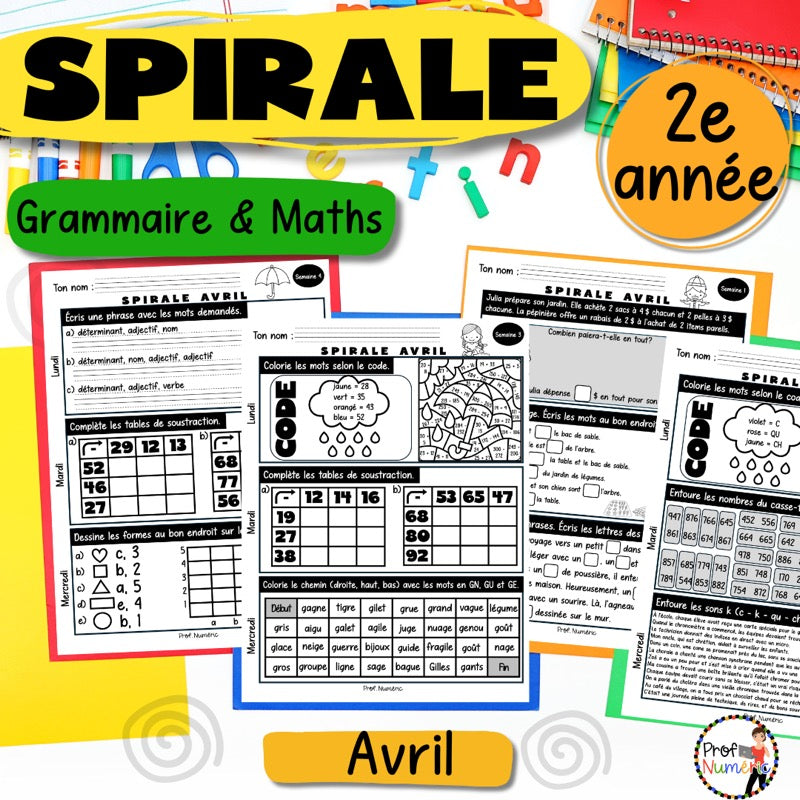 Spirale à imprimer - AVRIL - 2e – Prof Numéric