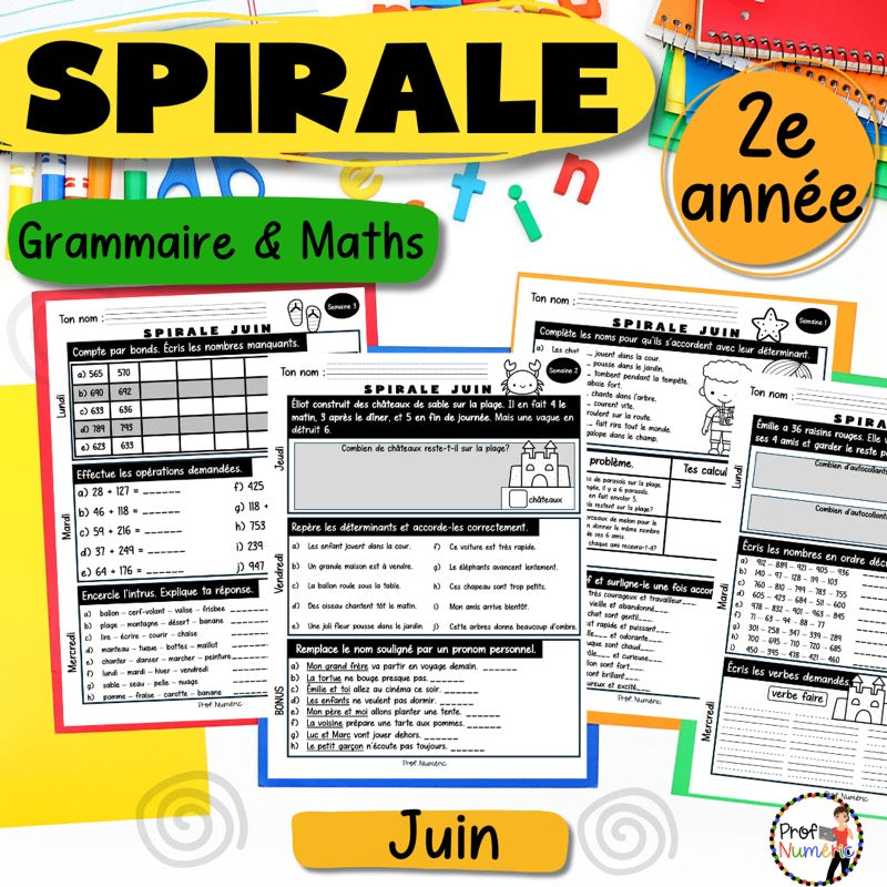 Spirale à imprimer ENSEMBLE COMPLET - 2e année