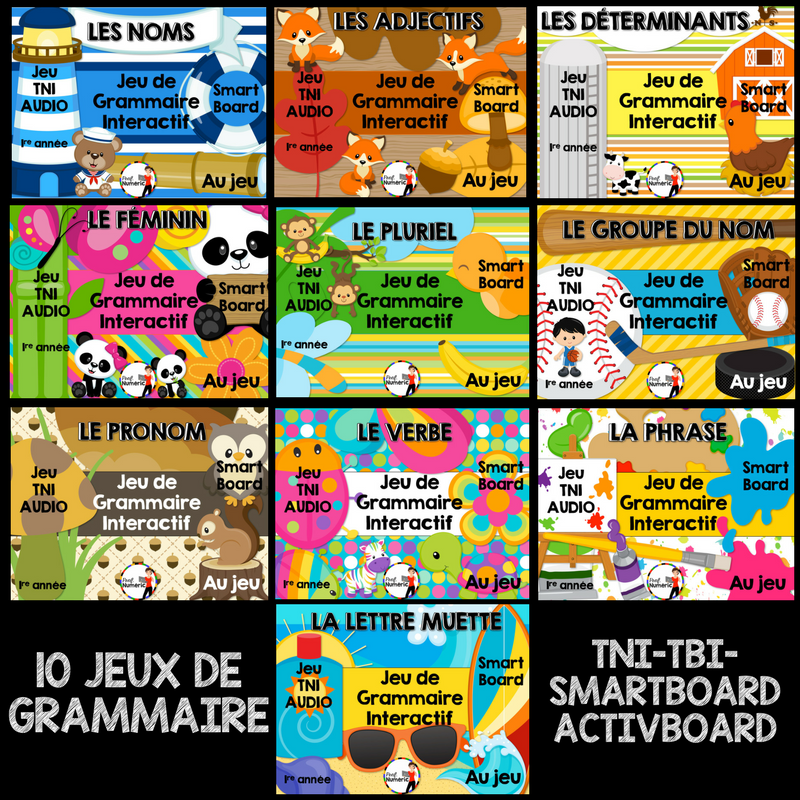 10 Jeux de grammaire TNI et Boom Cards