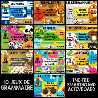 10 Jeux de grammaire TNI et Boom Cards