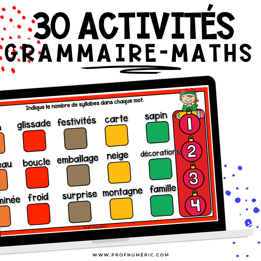 Google Slides - 30 Activités - DÉCEMBRE - 1re année