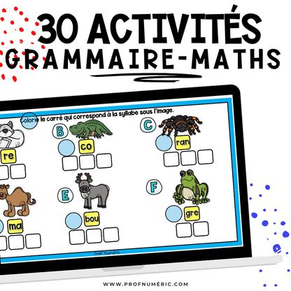 Google Slides - 30 Activités - JANVIER - 1re année