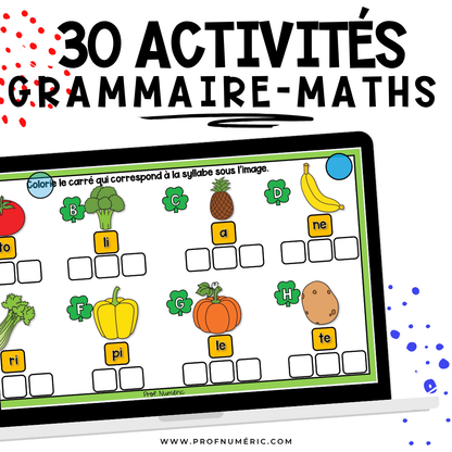 Google Slides - 30 Activités - MARS - 1re année