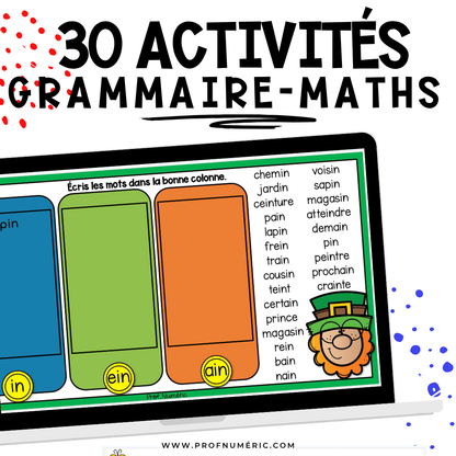 Google Slides - 30 Activités - MARS - 2e année