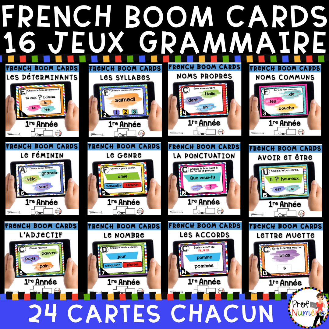 Cartes à Tâches (avec/sans codes QR)- GRAMMAIRE - 1re année