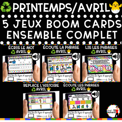 100 Boom Cards - 5 Au Quotidien - AVRIL - 1er cycle