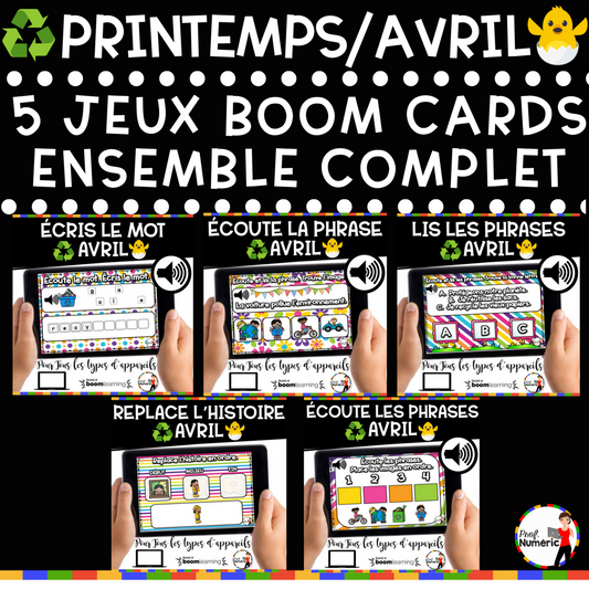 100 Boom Cards - 5 Au Quotidien - AVRIL - 1er cycle