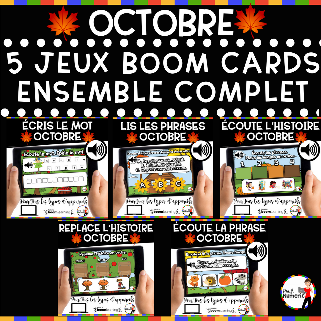 100 Boom Cards - 5 Au Quotidien - OCTOBRE - 1er cycle - Prof Numéric
