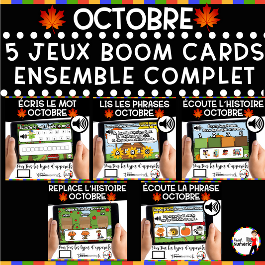 100 Boom Cards - 5 Au Quotidien - OCTOBRE - 1er cycle - Prof Numéric