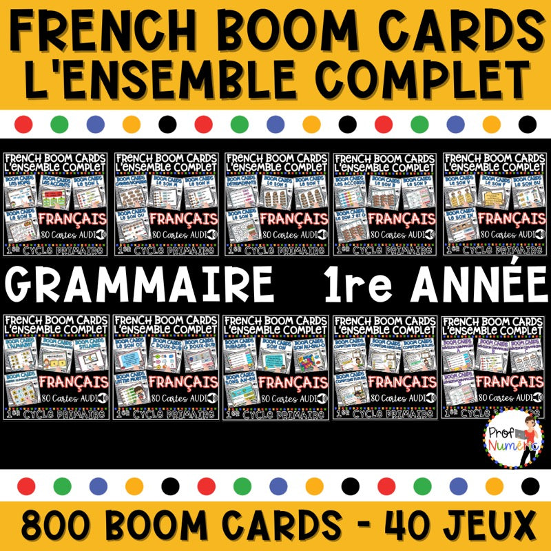 800 BOOM CARDS GRAMMAIRE - 4 tâches par deck - 1re