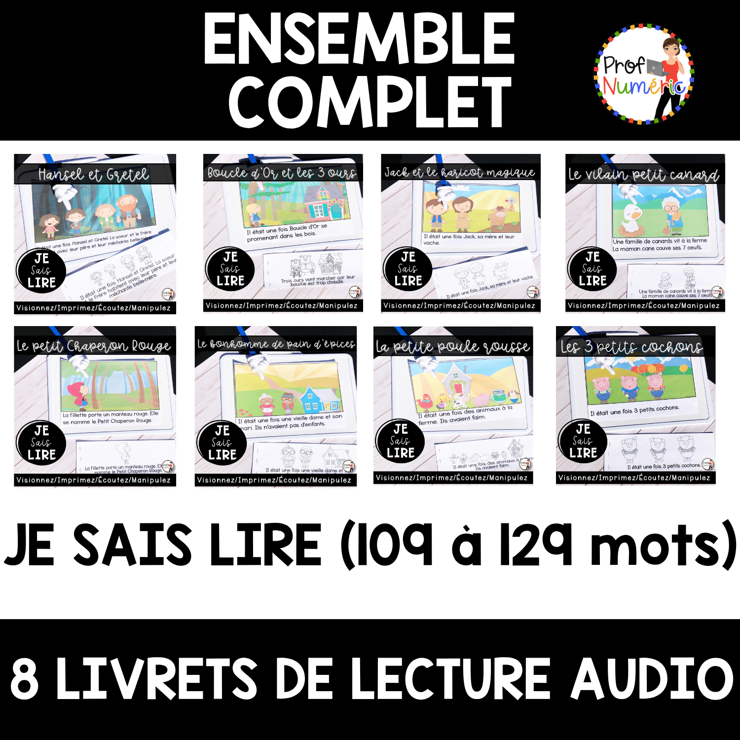 8 Contes célèbres - ENSEMBLE COMPLET - Je sais lire - Prof Numéric