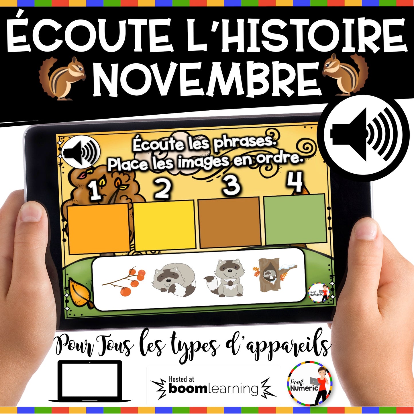 100 Boom Cards - 5 Au Quotidien - NOVEMBRE - 1er cycle - Prof Numéric