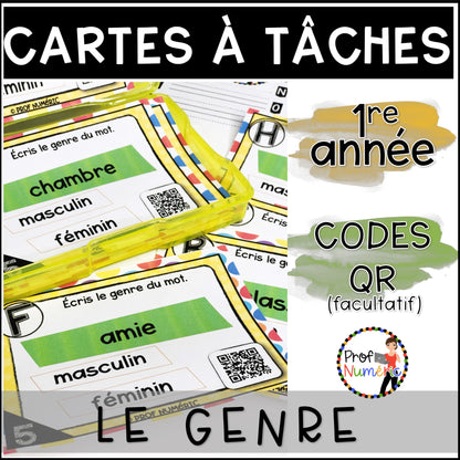 Cartes à Tâches (avec/sans codes QR)- GRAMMAIRE - 1re année