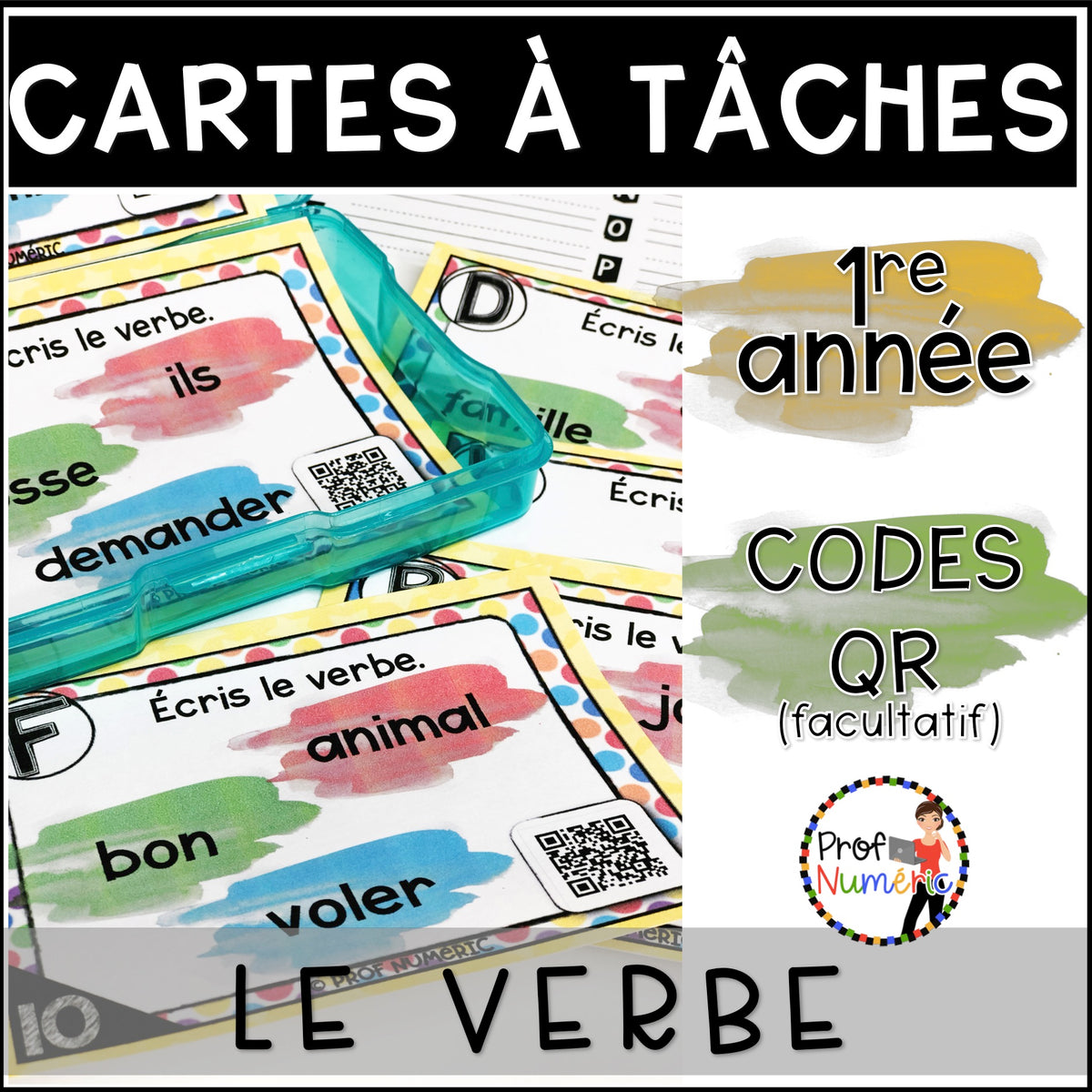 Cartes à Tâches (avec/sans codes QR)- GRAMMAIRE - 1re année