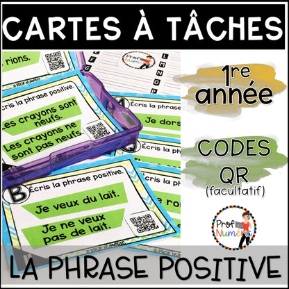 Cartes à Tâches (avec/sans codes QR)- GRAMMAIRE - 1re année