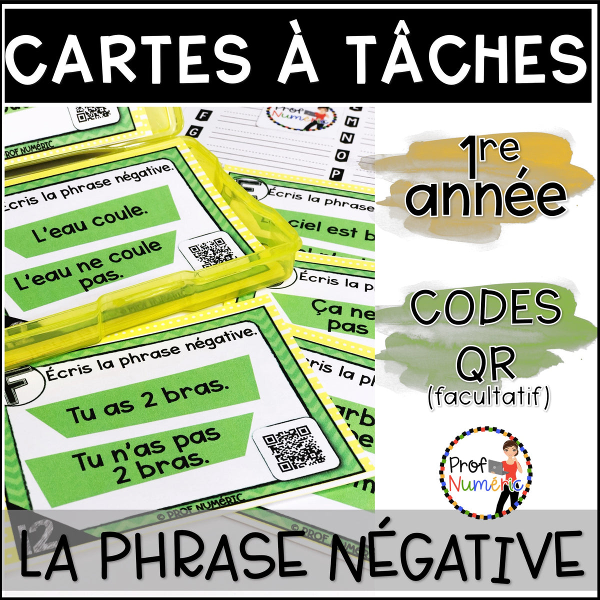 Cartes à Tâches (avec/sans codes QR)- GRAMMAIRE - 1re année