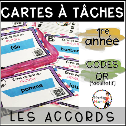 Cartes à Tâches (avec/sans codes QR)- GRAMMAIRE - 1re année