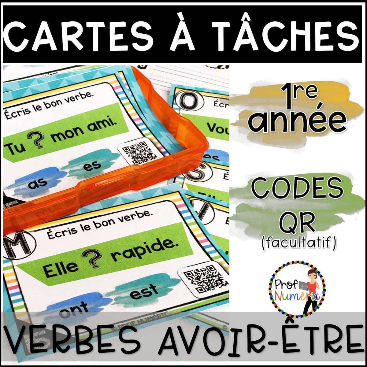 Cartes à Tâches (avec/sans codes QR)- GRAMMAIRE - 1re année