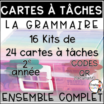 Cartes à Tâches (avec/sans codes QR)- GRAMMAIRE - 2e année