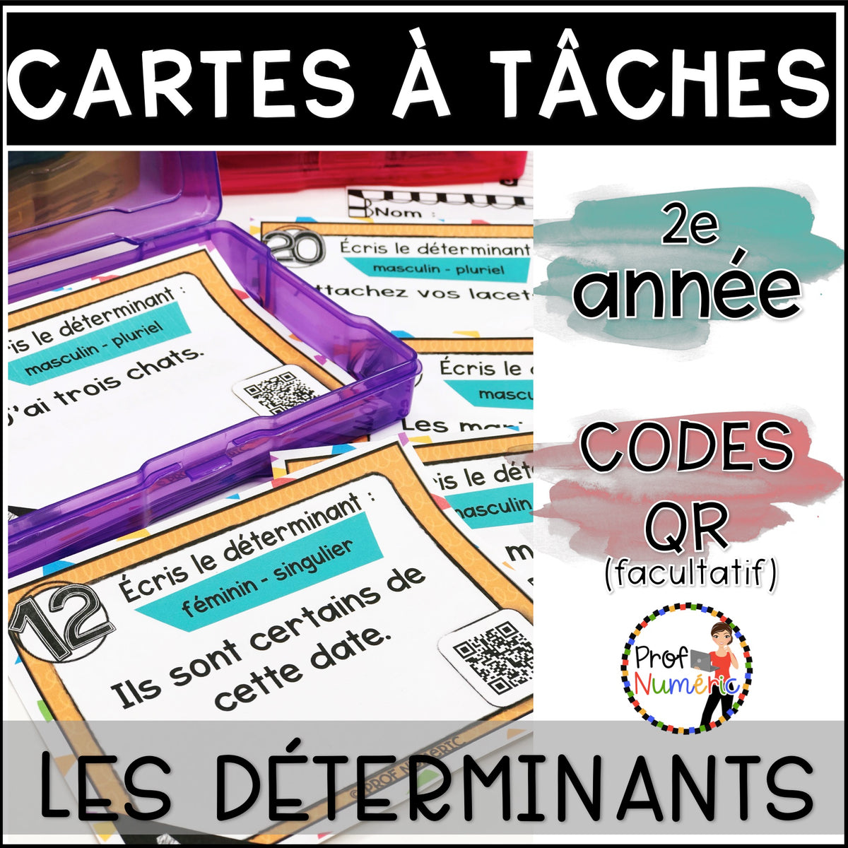 Cartes à Tâches (avec/sans codes QR)- GRAMMAIRE - 2e année