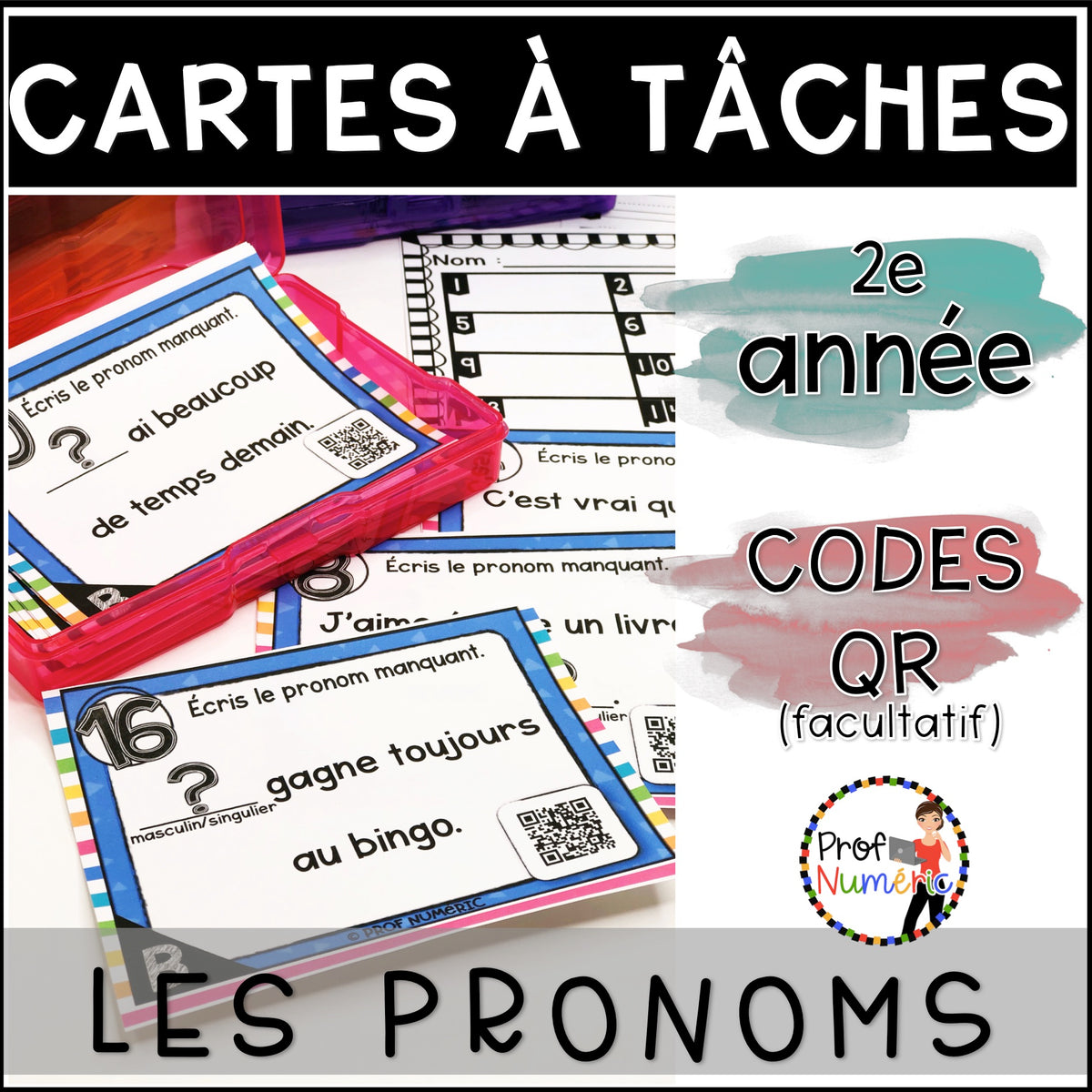 Cartes à Tâches (avec/sans codes QR)- GRAMMAIRE - 2e année