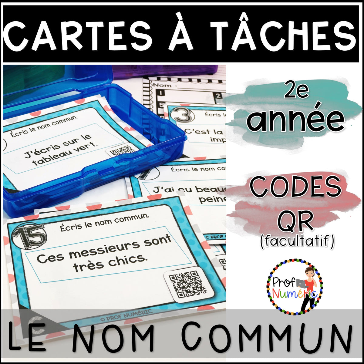 Cartes à Tâches (avec/sans codes QR)- GRAMMAIRE - 2e année