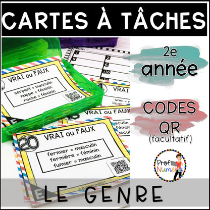 Cartes à Tâches (avec/sans codes QR)- GRAMMAIRE - 2e année