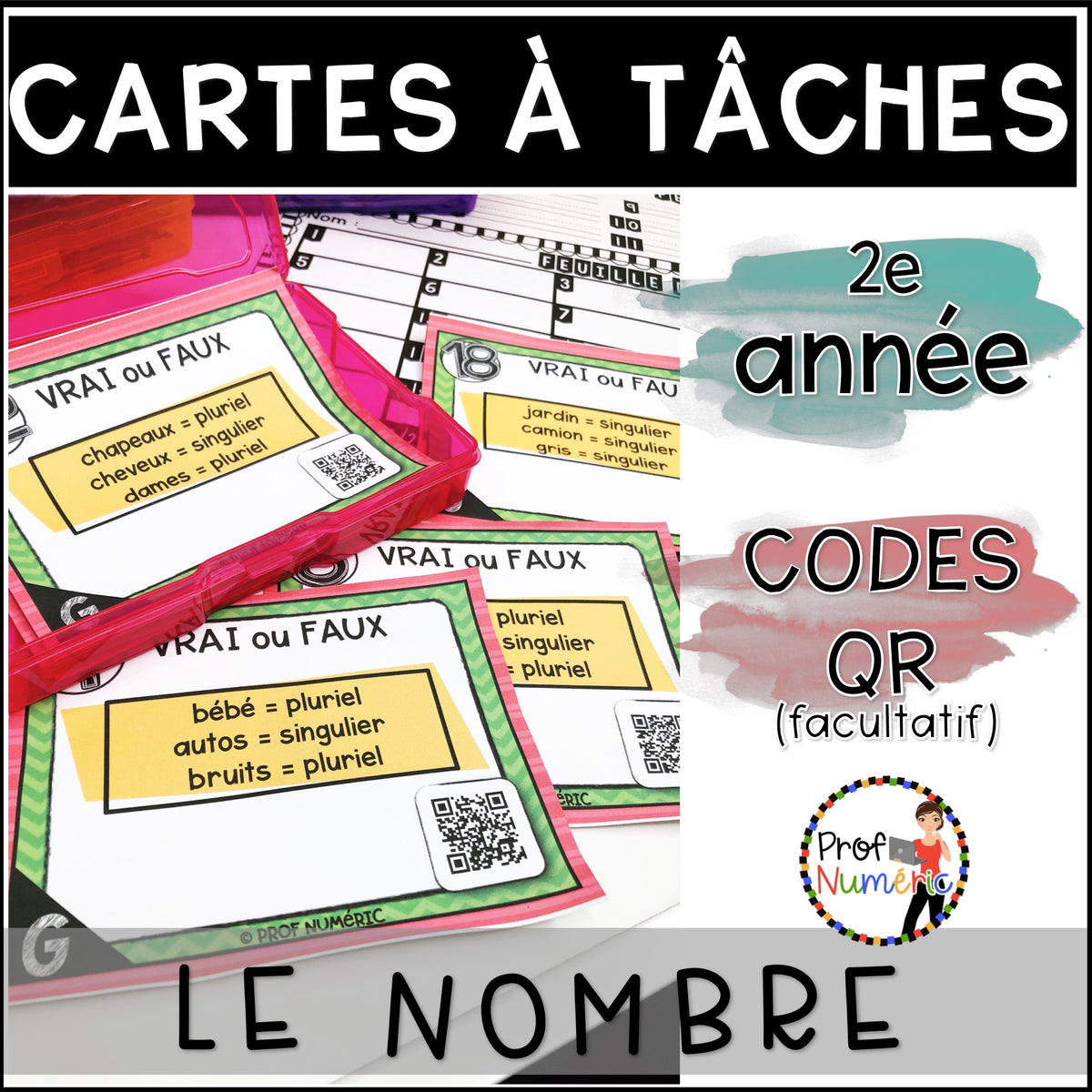 Cartes à Tâches (avec/sans codes QR)- GRAMMAIRE - 2e année