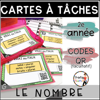 Cartes à Tâches (avec/sans codes QR)- GRAMMAIRE - 2e année