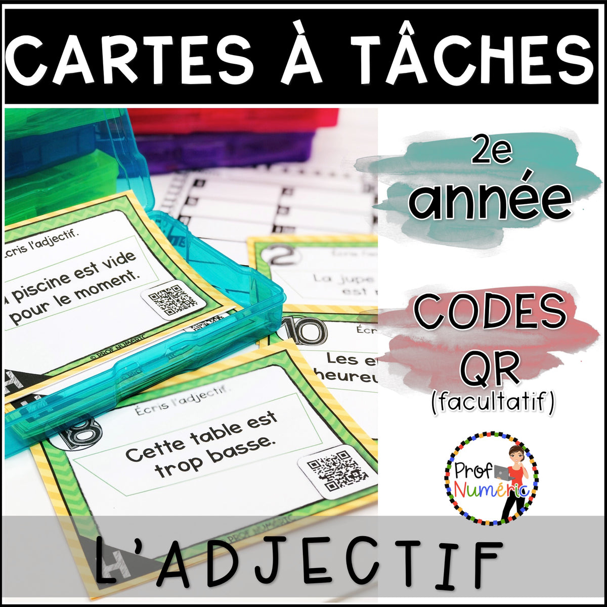 Cartes à Tâches (avec/sans codes QR)- GRAMMAIRE - 2e année