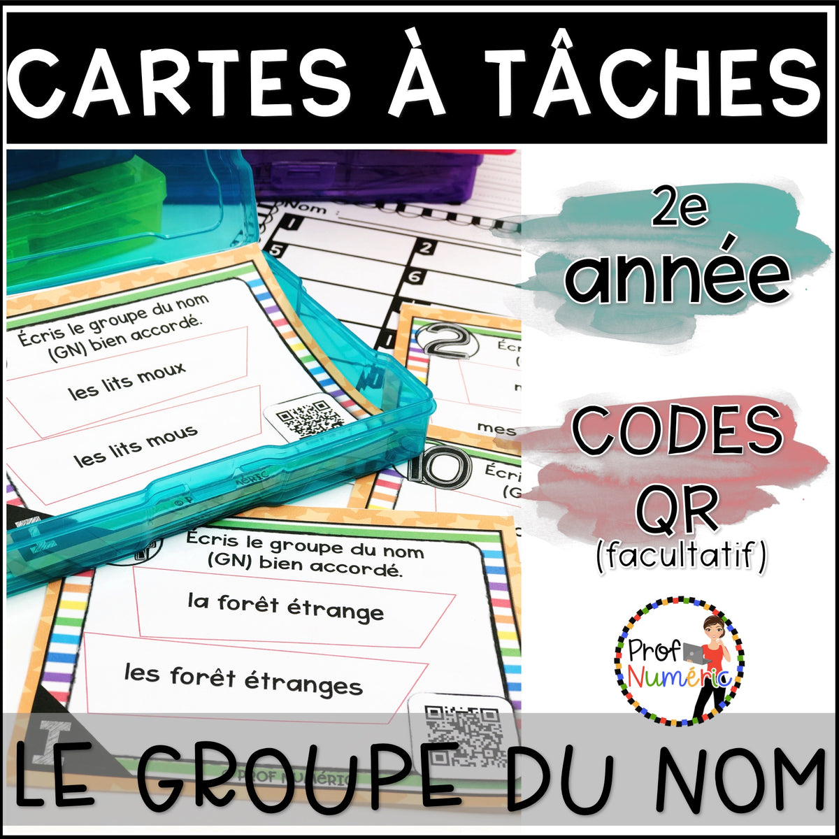 Cartes à Tâches (avec/sans codes QR)- GRAMMAIRE - 2e année