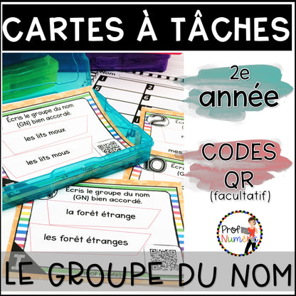 Cartes à Tâches (avec/sans codes QR)- GRAMMAIRE - 2e année