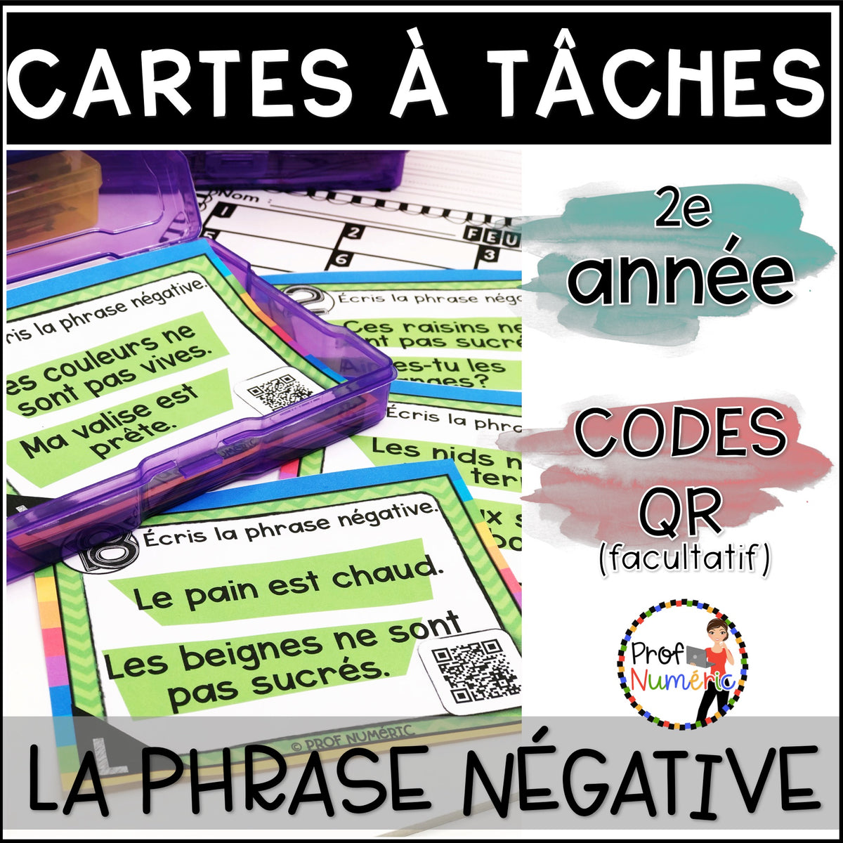 Cartes à Tâches (avec/sans codes QR)- GRAMMAIRE - 2e année
