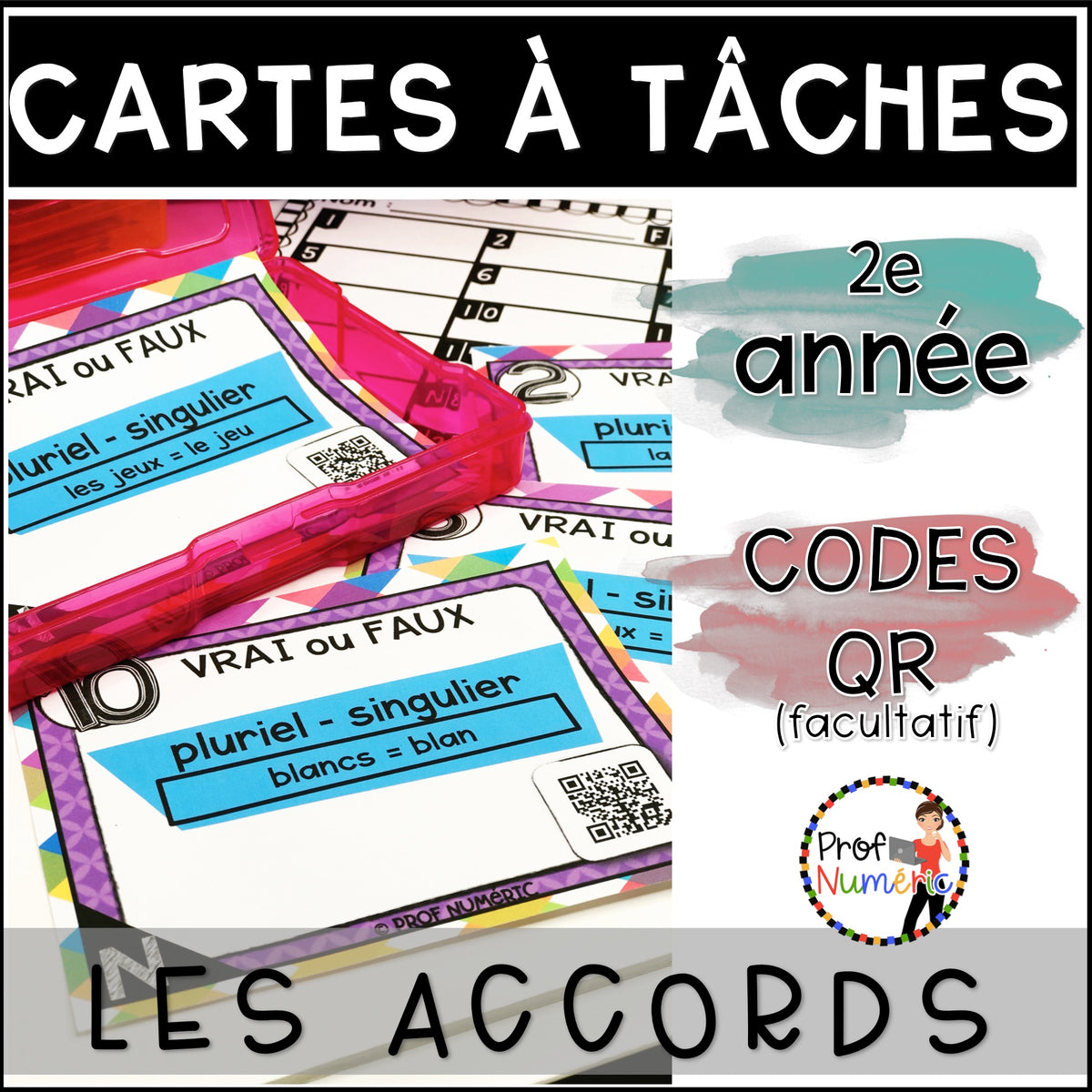 Cartes à Tâches (avec/sans codes QR)- GRAMMAIRE - 2e année
