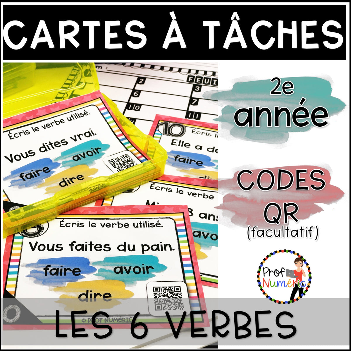 Cartes à Tâches (avec/sans codes QR)- GRAMMAIRE - 2e année