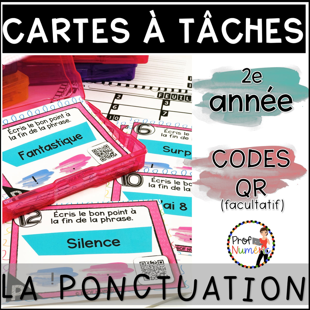 Cartes à Tâches (avec/sans codes QR)- GRAMMAIRE - 2e année