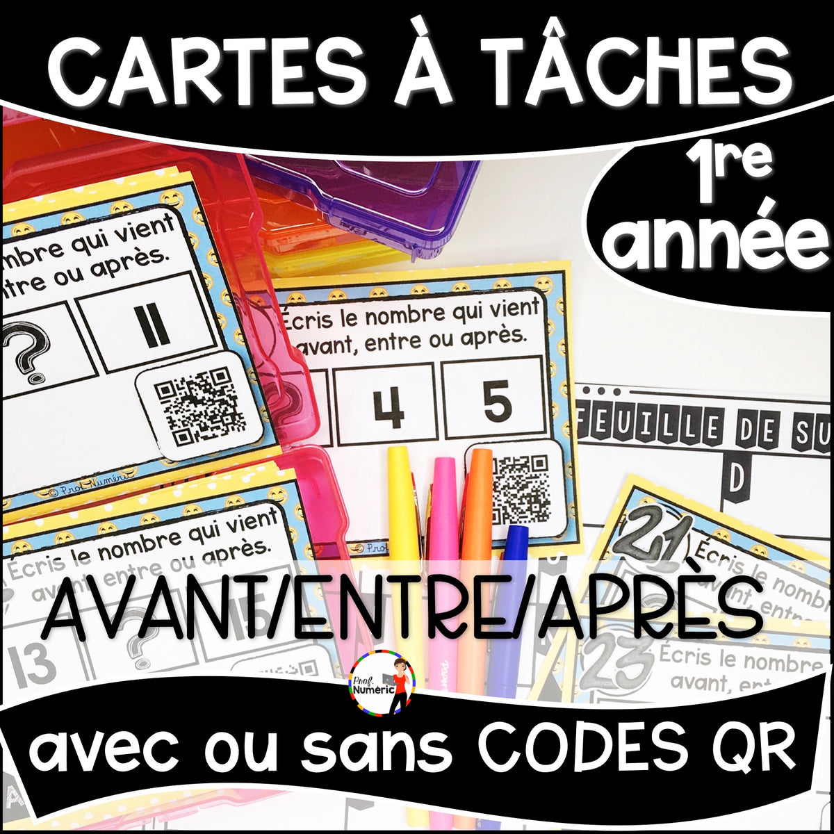 Cartes à Tâches (avec/sans codes QR)- MATHS - 1re année