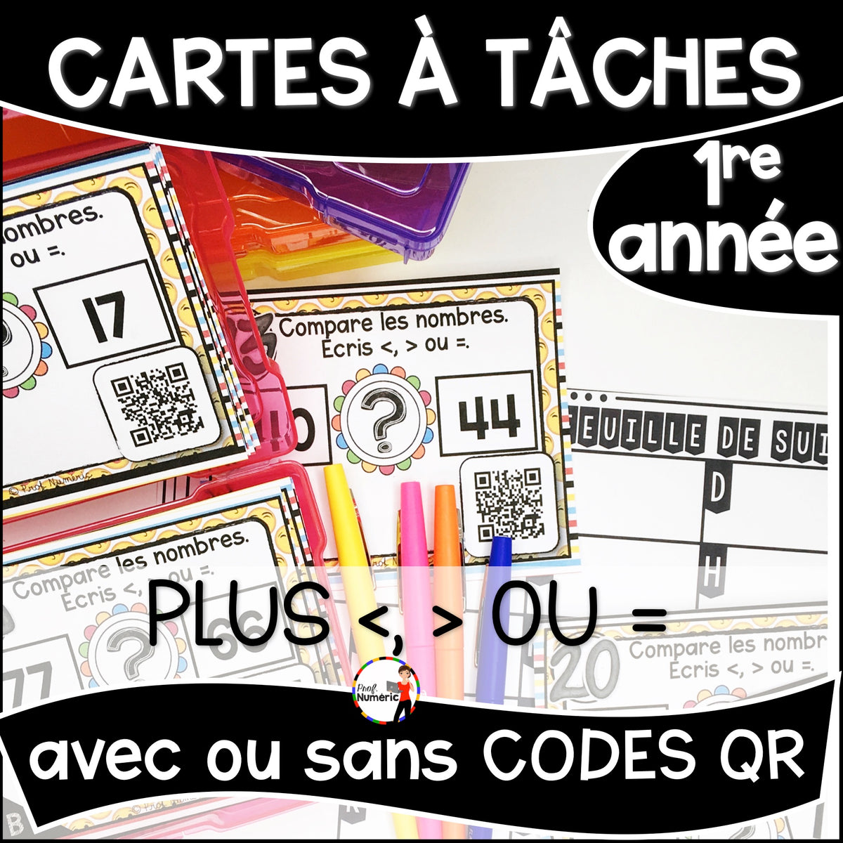 Cartes à Tâches (avec/sans codes QR)- MATHS - 1re année