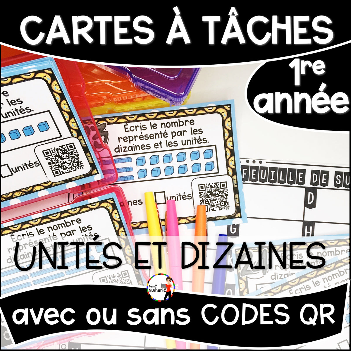 Cartes à Tâches (avec/sans codes QR)- MATHS - 1re année