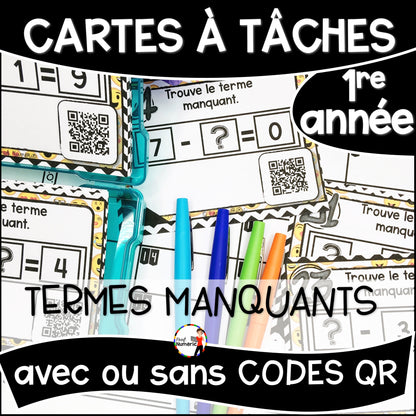 Cartes à Tâches (avec/sans codes QR)- MATHS - 1re année