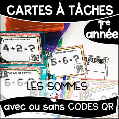 Cartes à Tâches (avec/sans codes QR)- MATHS - 1re année