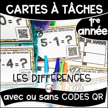 Cartes à Tâches (avec/sans codes QR)- MATHS - 1re année