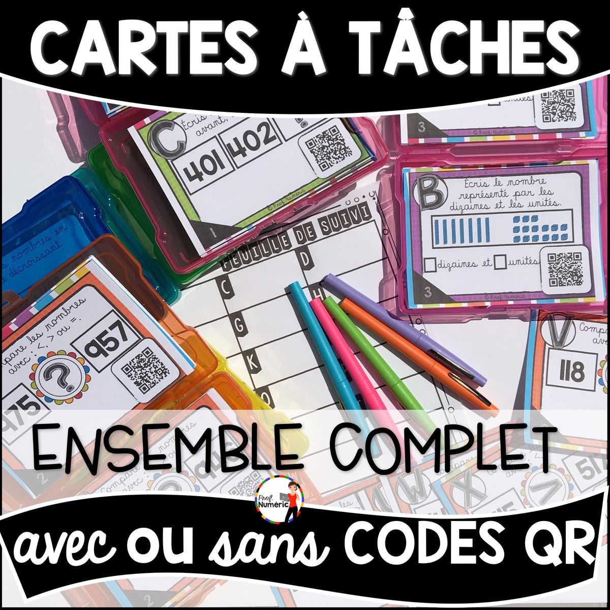Cartes à Tâches (avec/sans codes QR)- MATHS - 2e année