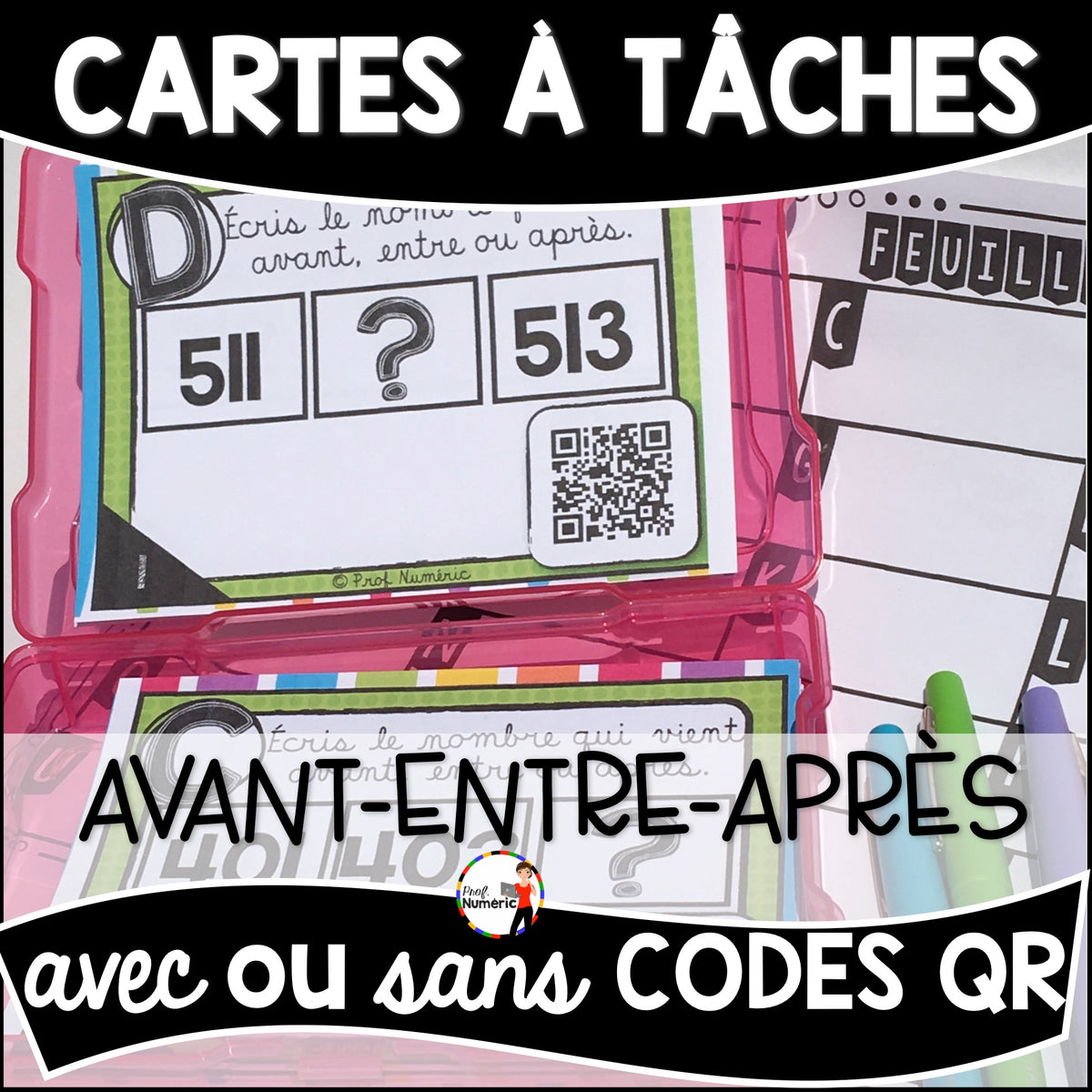 Cartes à Tâches (avec/sans codes QR)- MATHS - 2e année