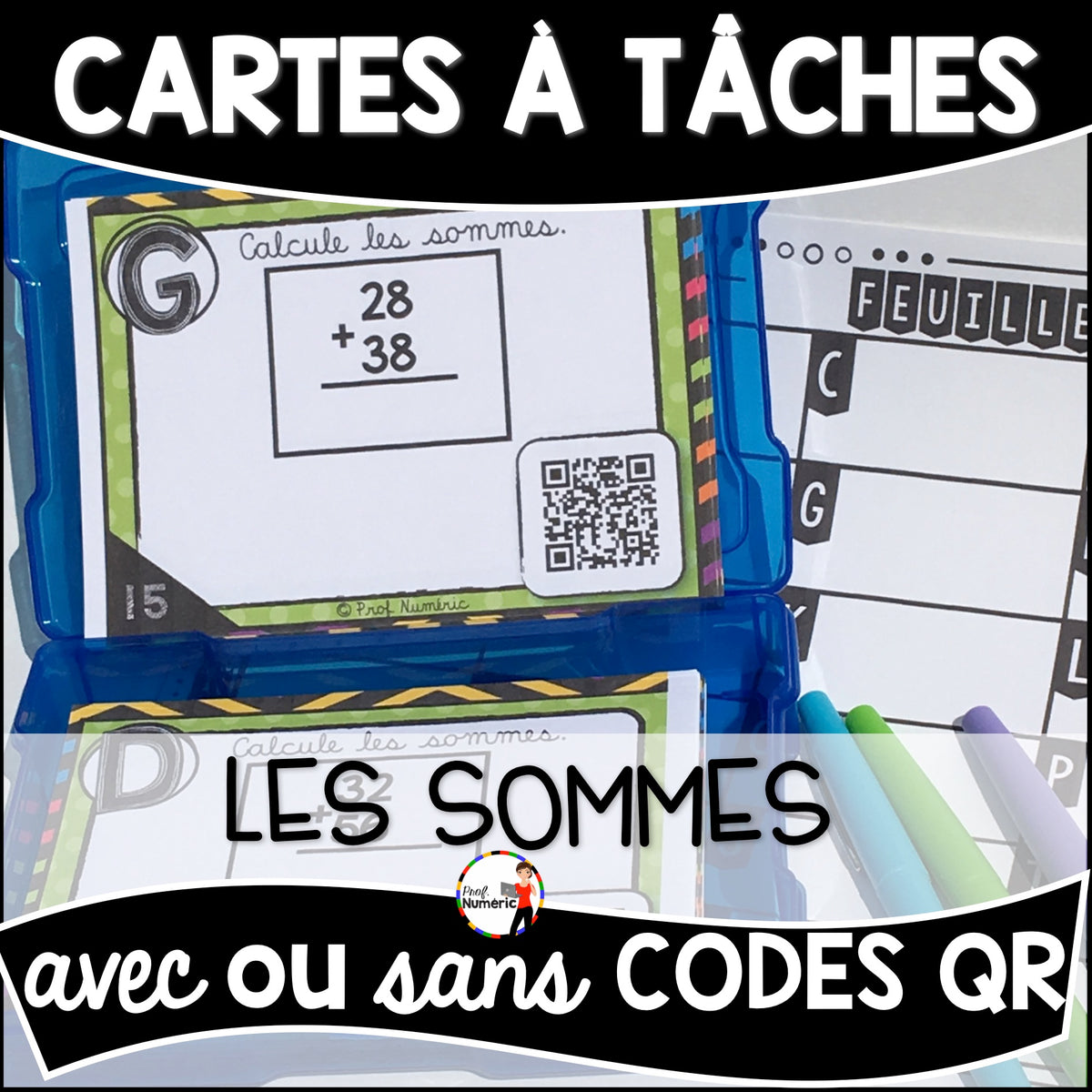 Cartes à Tâches (avec/sans codes QR)- MATHS - 2e année