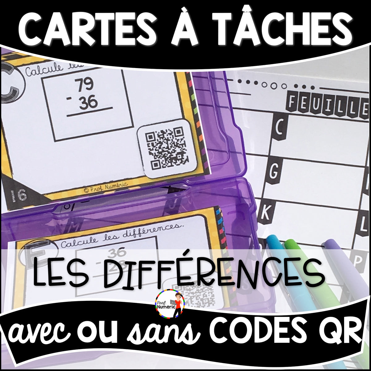 Cartes à Tâches (avec/sans codes QR)- MATHS - 2e année