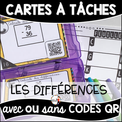Cartes à Tâches (avec/sans codes QR)- MATHS - 2e année
